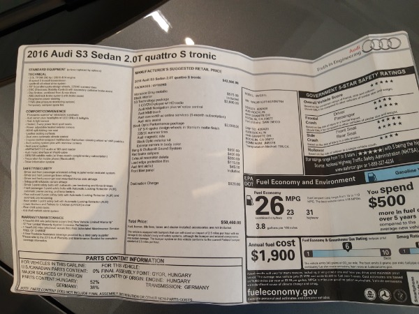 Used 2016 Audi S3 20T quattro Premium Plus